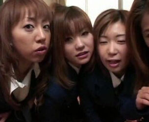 4 asian college girls contest for molten stream