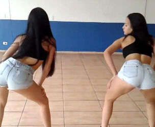 Latin teenages display rump dirty dancing and wiggling