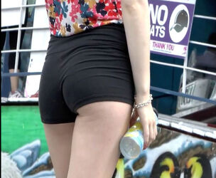 Ultra-cute 18yo dame with tiny little arse in brief shorts.